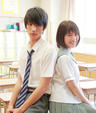 Sota Fukushi and Kasumi Arimura in a promotional photo for Strobe Edge (2015 Japanese movie)